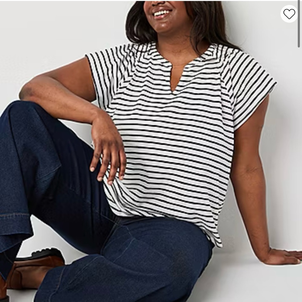 Liz Claiborne plus top shirt navy striped size 3X new